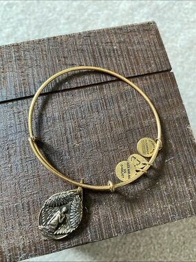 Alex and Ani Antique Gold Angel Wing Charm Bangle Bracelet
